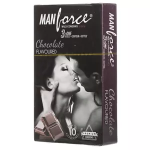 Manforce Chocolate Flavoured 3 in 1 Ribbed | Contour | Dotted Condom 10'S Pack - Picture 1 of 1