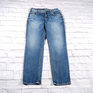 Jeans plateados Sam Boyfriend lavado medio para mujer azul 27x25 - Imagen 1 de 12
