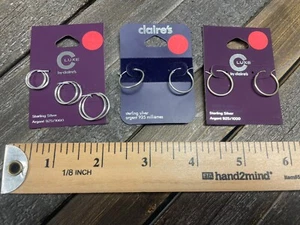 Lot Of (3) C LUXE by Claire's Sterling Silver Hoop Earrings $64 - Picture 1 of 2