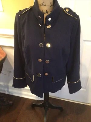 Chaqueta para mujer Chico de inspiración militar talla 1 M azul marino dorado botones carrera $149 Foto 1 de 4