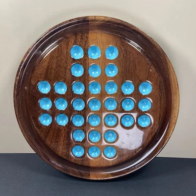 1988 Handmade Signed Wood Solitaire Marble Tabletop Game | High Gloss Finish - Image 1 of 4