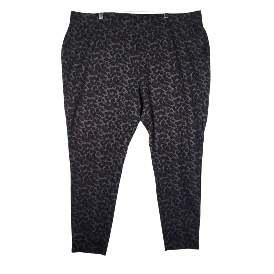 Calça Pull-On Feminina Catherine's Plus Size 2X Marrom Preta Estampa Animal Elástica - Imagem 1 de 4
