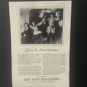 Publicidad publicitaria vintage de 1928 The New Frigidaire God Rest Ye Merrie Gentlemen - Imagen 1 de 2