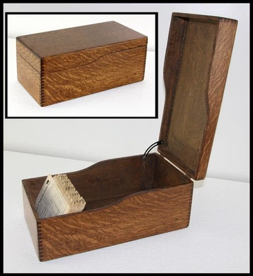 Старинный четверть распиленный дуб на петлях библиотека указатель рецепт карта каталог файл коробка - Изображение 1 из 4