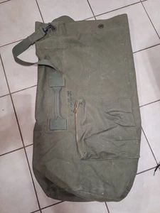 Vintage US Army Military Duffel Bag Large Olive Green Cotton Canvas Rucksack 70s - Bild 1 von 9