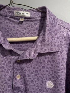 Rare Peter Millar Summer Comfort Jimi Hendrix Purple Peace Hat Guitar Polo Sz L - Picture 1 of 8