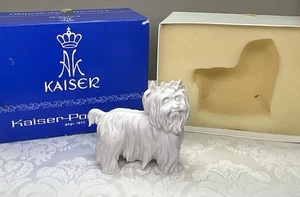 Vintage Kaiser Germany White Bisque Porcelain Yorkie Dog #647 4” in Original Box - Picture 1 of 11