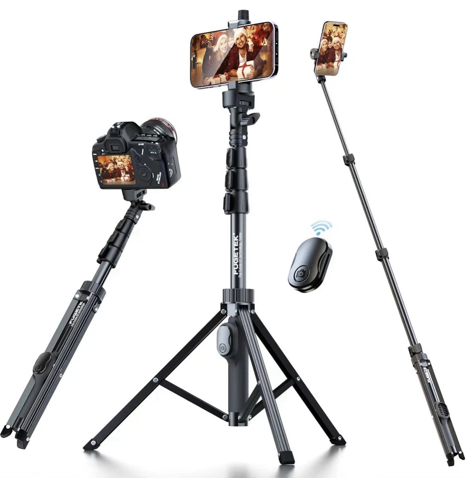 Trípode profesional Fugetek 51", palo y patas 100 % aluminio Foto 1 de 4