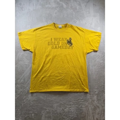 Wyoming Cowboys T Shirt Mens 2XL XXL Jerzees Y2K I Wear Gold On Gameday *Read - Image 1 of 4