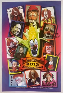 2013 - The Clown CORNvention Altoona Iowa Signed by Famous Clowns Poster- B3 - Picture 1 of 7