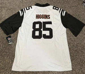 NWT Official NFL Nike Medium Cincinnati Bengals Tee Higgins Jersey 85 White Sewn - Picture 1 of 5