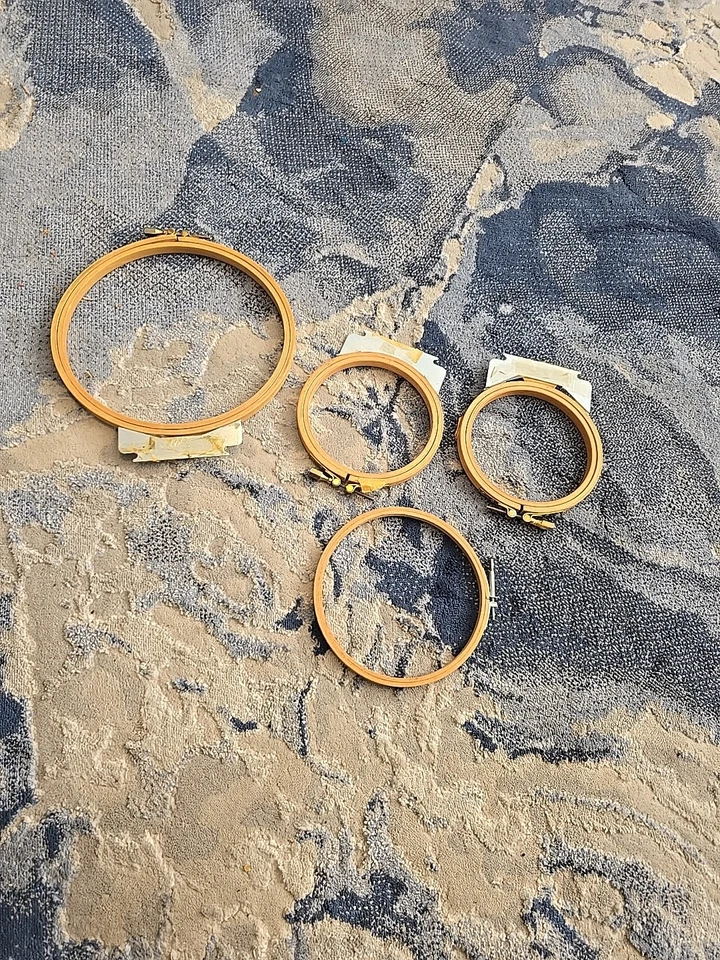 Wooden Round Embroidery Hoops w/Screw Tension.   Lot Of 4. Fits A MELCO Machine. - Image 1 of 1