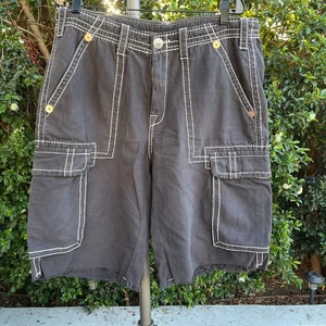 True Religion Isaac Cargo Shorts Herren Gr. 36 Kontrastnähte Kordelzug Y2K - Bild 1 von 8
