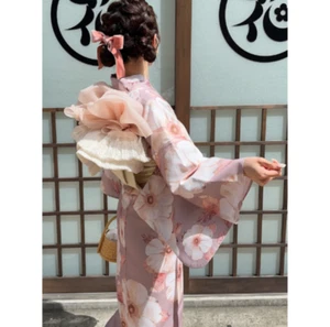 Yukata Sommer Kimono Aquarell Blumenmuster Yukata und Obi Set Lavendel - Bild 1 von 11