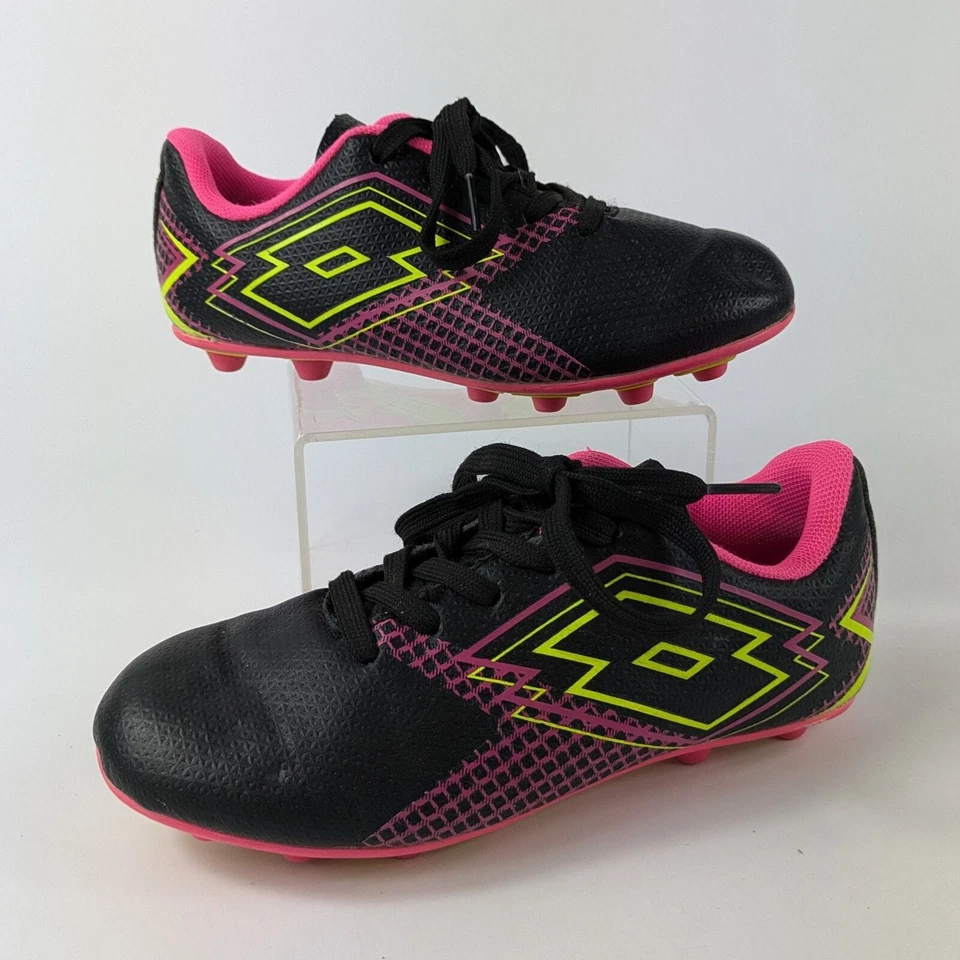 Girls Soccer Cleats Size 12 Lotto Forza Elite 3 JR Neon Pink Yellow 80s Bright  - Image 1 of 4