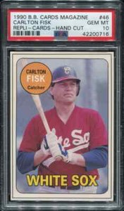 PSA 10 GEM MINT 1990 BB CARDS MAGAZINE REPLI-CARDS CARLTON FISK #46 RED SOX B207