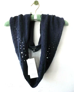 Eileen Fisher Infinity Schal dunkelblaubeere italienische Wolle Pointelle Spitze Neu mit Etikett - Bild 1 von 8