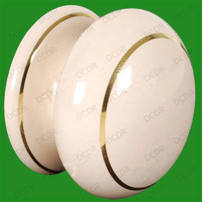 2x 40mm Cream With Gold Ring Ceramic Cabinet Door Knobs, Drawer, Desk, Cupboard - Image 1 of 1