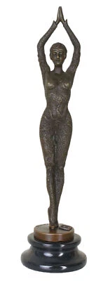 Kunstwerk Bronzeskulptur Tänzerin Bronze Figur Frau Art Deco Statue Sammlerstück - Bild 1 von 4