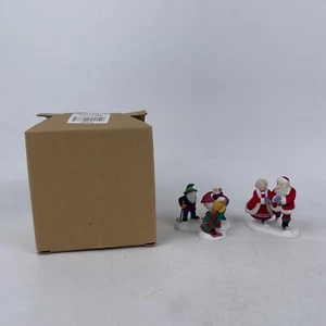 Set of 2 Peppermint Skating Party Christmas Heritage Village Lenox Santa Retired - Picture 1 of 7