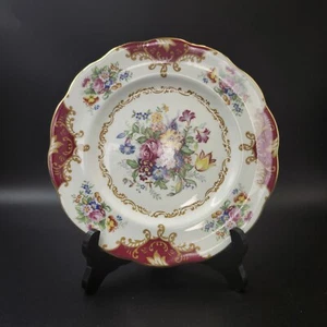 Vintage Royal Albert Canterbury Salad Plate 20 cm Floral Bouquet Red Border - Picture 1 of 11