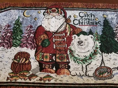 Catch Some Christmas Table Runner Santa Fishing Bear Home Decor  Foto 1 de 4