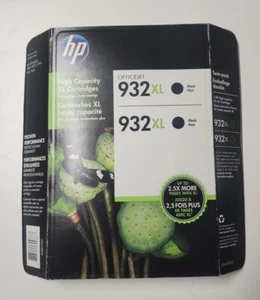 Paquete de 2 cartuchos de tinta negra HP 932XL genuino sellado nuevo sellado CADUCIDAD 09/2016 - Imagen 1 de 3