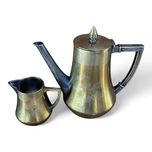 WMF OX ART NOUVEAU Art Deco silver plate Tea Pot + Creamer Ostrich Mark - Picture 1 of 15