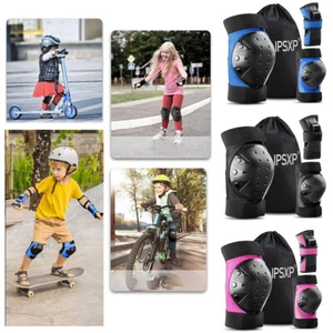 6Pcs Kids Elbow Wrist Knee Pads Protective Gear Set Skate Roller Cycling Bike - Picture 1 of 19