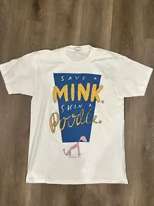 Vintage 1992 lustiges T-Shirt Coastal Concepts Save A Nerz Skin A Pudel Größe L - Bild 1 von 6