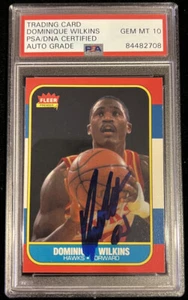 Dominique Wilkins Signed 1986 Fleer #121 Card Autograph PSA/DNA GEM MINT 10 AUTO - Picture 1 of 5