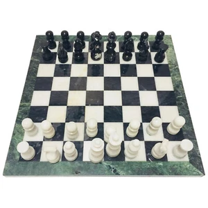 15"Green Marble Chess Set with Pieces Indoor Games Chess Board Valentines Gifts - Picture 1 of 9