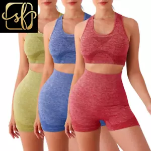 2PCS Seamless Women Yoga Set Workout Sportswear Gym Clothing Fitness Long Sleeve - Picture 1 of 19