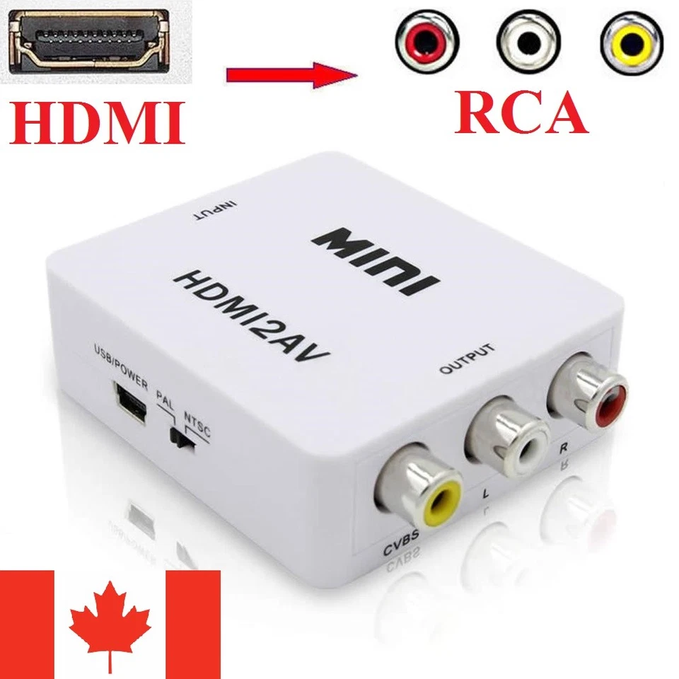 HDMI to RCA Adapter 1080P CVBS AV Composite Converter Video Audio - Bild 1 von 2