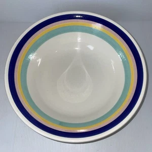 Large Salad Pasta Bowl White Purple Pink Yellow Green Ring 25.5cm diam - Picture 1 of 7