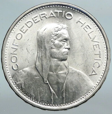 1966 B Switzerland Founding HERO WILLIAM TELL 5 Francs Silver Swiss Coin i89913 - Image 1 of 3