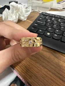 10K Yellow Gold - Nugget Ring CZ - Picture 1 of 3