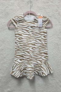 Gymboree Girls Dress 6 Cream Animal Print Cotton Blend Cap Sleeve Knee Length - Picture 1 of 18
