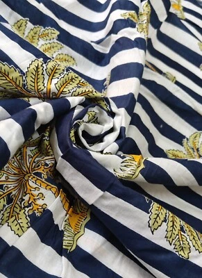 Indian Fabric Cotton Fabric By Yard Hand Block Print fabric Dressmaking Palm Tre - Image 1 of 4