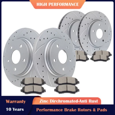 For Dodge Journey Grand Routan Caravan Front Rear Slotted Rotors and Brake Pads - Image 1 of 4