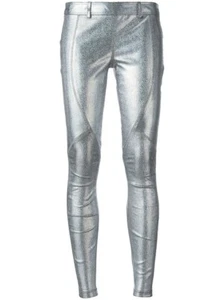 Pantalones Legging FAITH CONNEXION Iridiscente Plateado Metálico Piel de Cordero Cuero 36 4 - Imagen 1 de 4