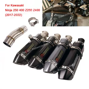 Sistema de puntas silenciadoras de tubo de enlace de escape para Kawasaki Ninja 250 400 Z250 Z400 17-22 - Imagen 1 de 12