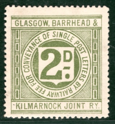 GB Scotland GB&KJR Railway Letter Stamp 2d GLASGOW KILMARNOCK (1891-2) S2WHITE71 - Image 1 of 4