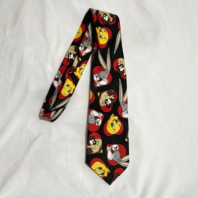 Vintage Looney Tunes Mania Tie - Bugs Bunny, Tweety, Taz - Image 1 of 4