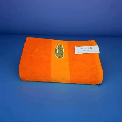 Toalla de baño con logotipo de Lacoste, 100 % algodón, 30"x52", naranja mandarina  Foto 1 de 2