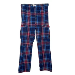 Mini Boden 12Y blau rot kariert Baumwolle Flanell Cargo Kordelzug Bund Hose Jungen’s - Bild 1 von 8