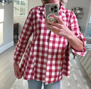 Pomander Place rot-weiß karierte Bluse mit Knopfleiste Größe L - Bild 1 von 7