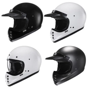 HJC V60 Vintage Motorcycle Helmet Classic Full Face Motorbike Lid Black White - Picture 1 of 18