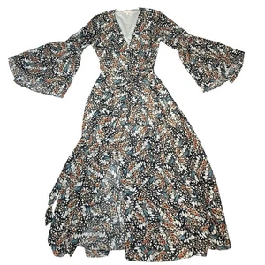 Hutch- Large Maxi wrap Dress- flutter long sleeve- butterfly pattern- Fairycore  - Picture 1 of 6