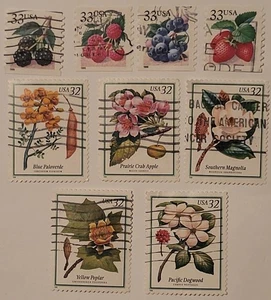 Nueve estampillas canceladas c 1998-1999 plantas - bayas - Imagen 1 de 1